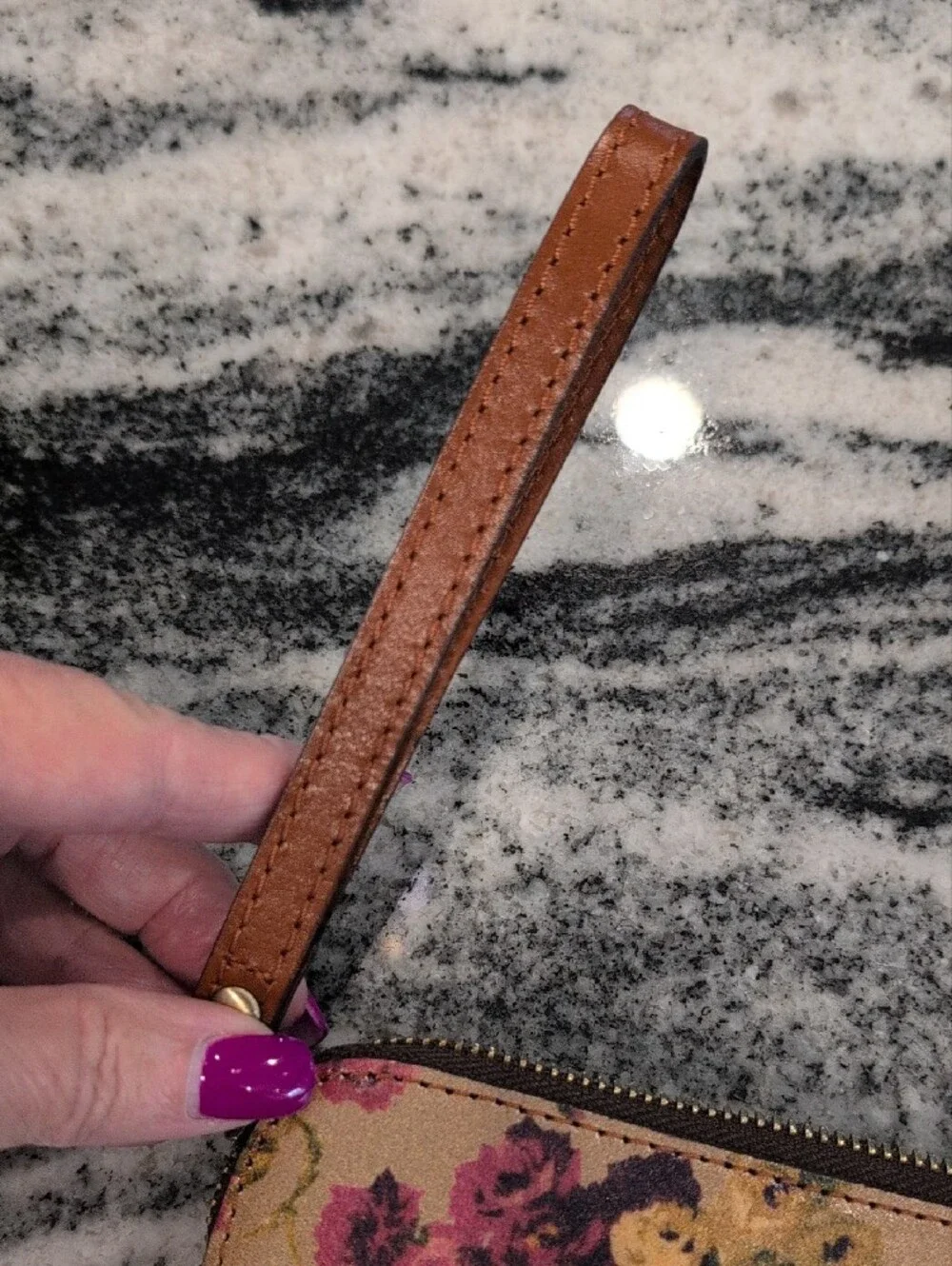 Patricia Nash Cassini Antique Rose Floral Italian Leather Wristlet